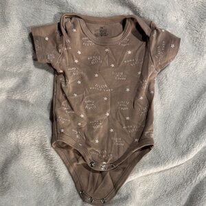 Brown Star Patterned Kids One Piece
